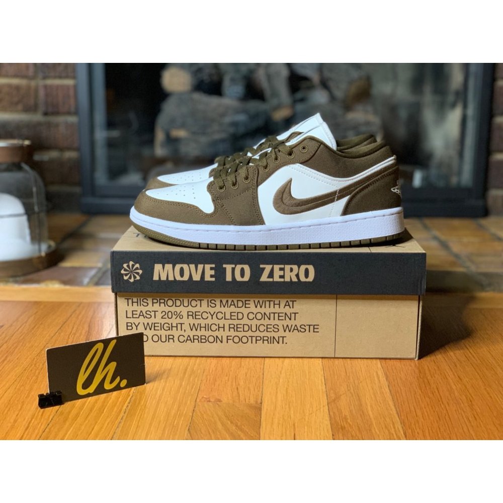 Size 10 W Air Jordan 1 Low “Light Olive” Athletic Sneakers DV0426-301